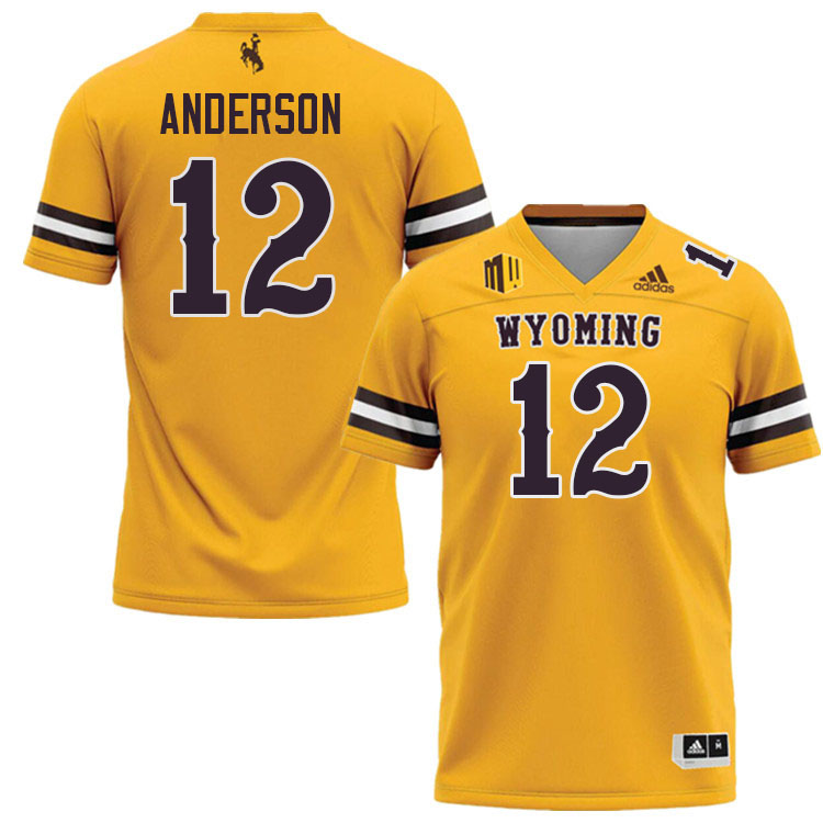 Wyoming Cowboys #12 Kaden Anderson College Football Jerseys Stitched-Gold